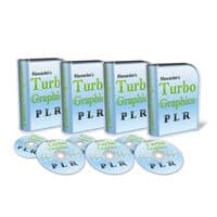 Turbo Graphics PLR software boxes and CDs display.