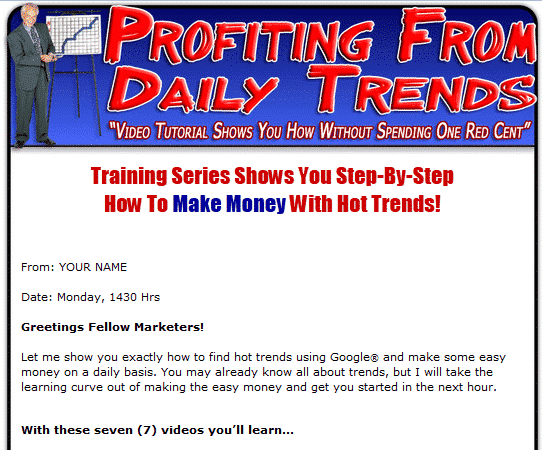Profiting From Daily Trends Video,Profiting From Daily Trends plr