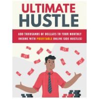 Book cover "Ultimate Hustle" with man and floating money icons.