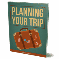 Animated travel planning book with suitcase cover.