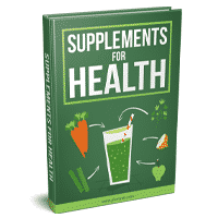 Green book titled 'Supplements for Health' with vegetables.