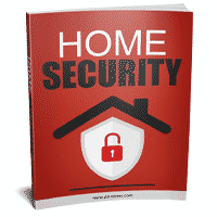 Red home security guidebook with lock icon.