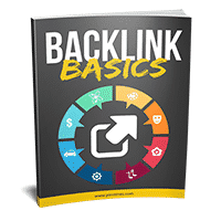 Backlink Basics book cover with colorful SEO icons
