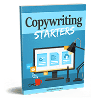 Book on copywriting for beginners with computer illustration.