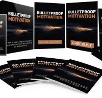 Bulletproof Motivation book and audiobook collection display.