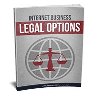 Book on Internet Business Legal Options with scales symbol.