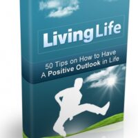 Book cover titled 'Living Life', featuring tips on positivity.