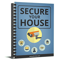 Secure Your House" guidebook with security icons cover.