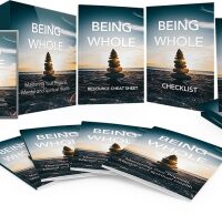 Collection of "Being Whole" self-help books and checklists.