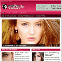 Woman on makeup tips website homepage.