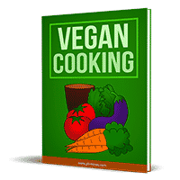 Vegan Cooking book cover with vegetables illustration.