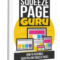 Book cover titled "Squeeze Page Guru," on web design.