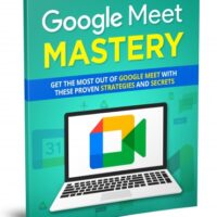 Google Meet Mastery book cover featuring laptop and logo.