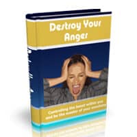 Book cover titled 'Destroy Your Anger' with frustrated woman.