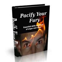 Book cover for 'Pacify Your Fury' with fiery design elements.