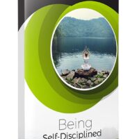 Book cover, woman meditating by lake, 'Being Self-Disciplined'.