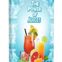 Colorful juice guidebook cover with fresh fruits.