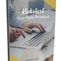 Book cover: Kickstart Your First Product with typing hands.