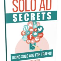 eBook cover "Solo Ad Secrets" with social media icons.