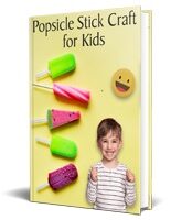 Popsicle stick craft book cover with smiling child.