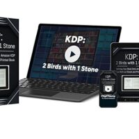 KDP marketing tutorial on laptop, tablet, and book packaging.