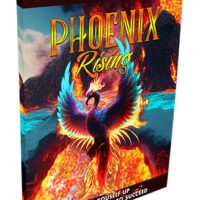 Phoenix Rising book cover with vibrant bird and mountains.