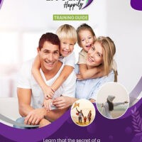 Happy family with training guide for living well.