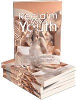 Books titled 'Reclaim Your Youth' stacked on display.