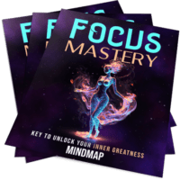 Focus Mastery book covers with glowing, abstract human figure.