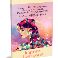 Colorful book cover featuring geometric woman design, titled "Impress Everyone.