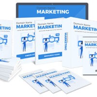 Domain Name Marketing book and DVD collection display.
