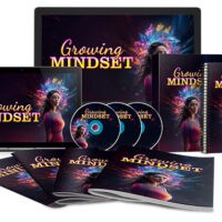 Growing Mindset multimedia course materials spread across devices.