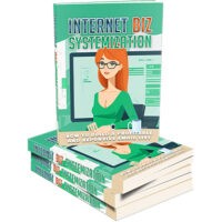 Stack of 'Internet Biz Systemization' books with cartoon cover.