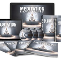 Meditation Mastery course materials including books and digital devices.