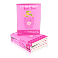 Sales Funnel Piggy Bank books on marketing tactics.