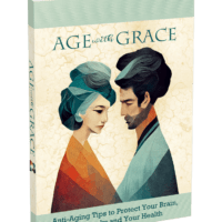 Book cover "Age with Grace" featuring artistic couple illustration.