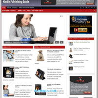 Woman using laptop on Kindle Publishing Guide website.