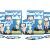 Marketing book and CD series "Know What Sells!" displayed.