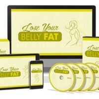Belly fat loss program materials on various digital devices.