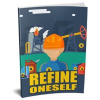 Book cover depicting worker at industrial refinery.