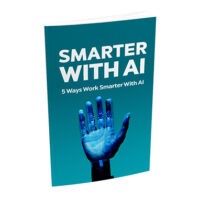 Book cover titled 'Smarter With AI' featuring robotic hand.