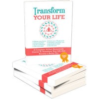Stack of 'Transform Your Life' self-help books.