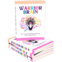 Warrior Brain book stack with motivational cover design.