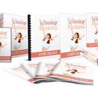 Winning Habits book series and marketing materials displayed.