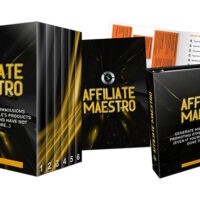 Affiliate Maestro marketing product packages displaying books and CD.
