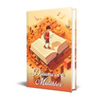 Book cover for "Dreams in a Matchbox" featuring a boy reading.