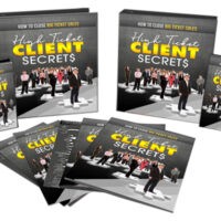 Collection of "High Ticket Client Secrets" sales books.