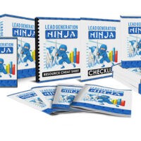 Lead Generation Ninja book series and marketing guides display.