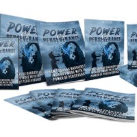 Collection of "Power of Perseverance" books and marketing materials.