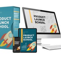 Product Launch School educational materials on multiple devices.
